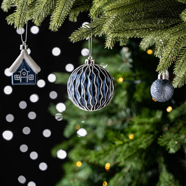 Premium Christmas Ornament Eclectic Bundle Set, 60 Glitter Filled Baubles, Homes, Star Charms Ornament Bundle OrnamentallyYou 