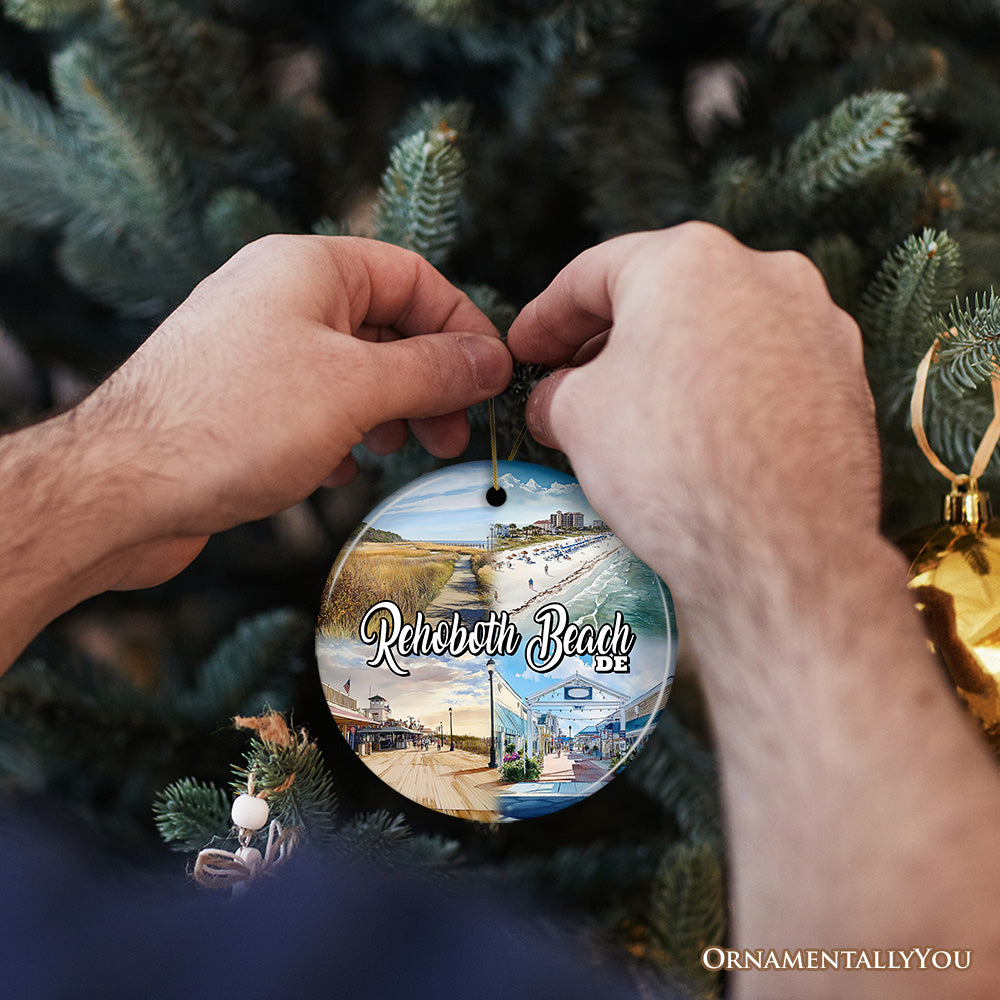 Rehoboth Beach Ceramic Ornament, Delaware Coastal Christmas Gift and Souvenir