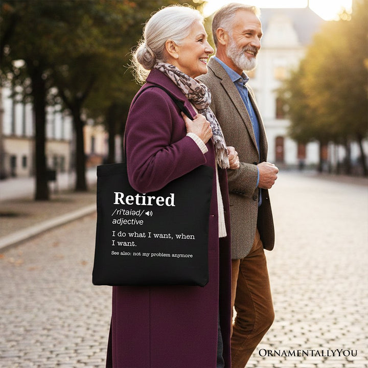 Retired Definition Canvas Tote Bag, Funny Retirement Gift Shopper for New Retirees and Unbothered Legends Tote Bag OrnamentallyYou 