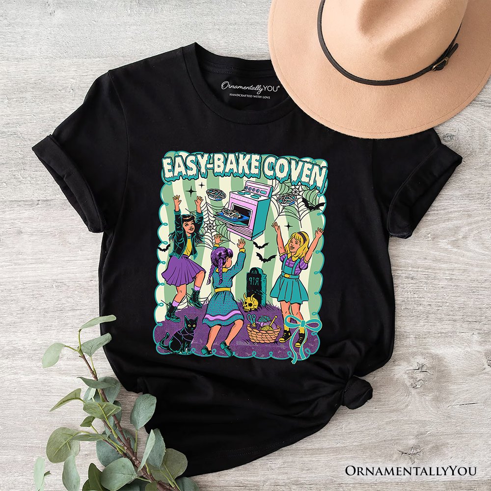 Retro Easy-Bake Coven Horror Movie T-Shirt, Funny Retro Witch Halloween Tee T-Shirts OrnamentallyYou Black XS 
