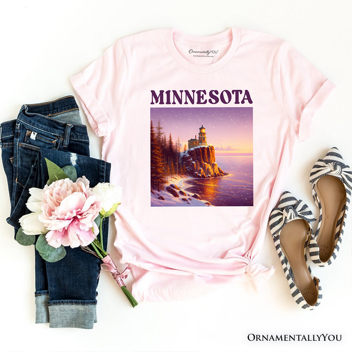 Scenic Minnesota State Split Rock Lighthouse T-Shirt, Lake Superior Landmark Tee and Travel Souvenir
