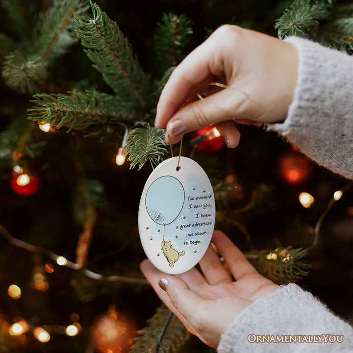 Seeing You I Knew an Adventure was About to Begin Ornament, Pooh Bear's Inspiring Quote Christmas Keepsake Ceramic Ornament OrnamentallyYou 