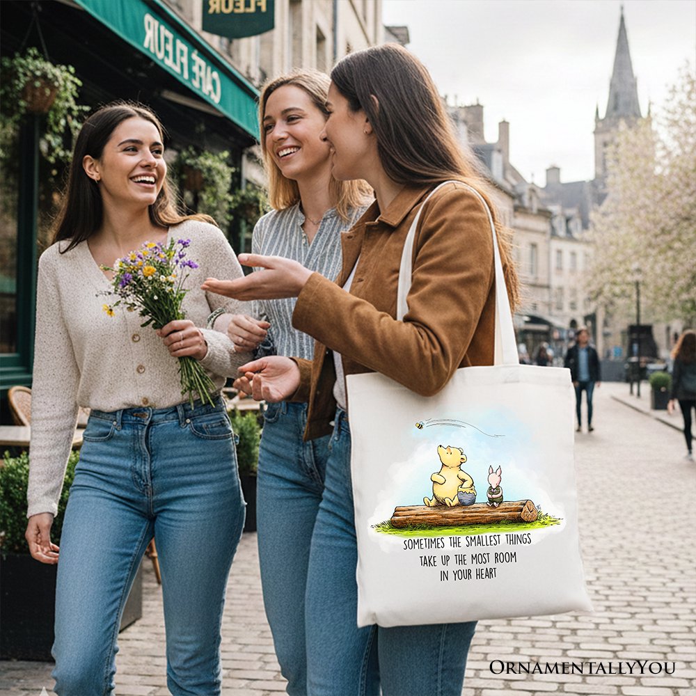 Sentimental Heartwarming Winnie-the-Pooh Quote Tote Bag, 1926 A.A. Milne Small Things Friendly Gift Tote Bag OrnamentallyYou 