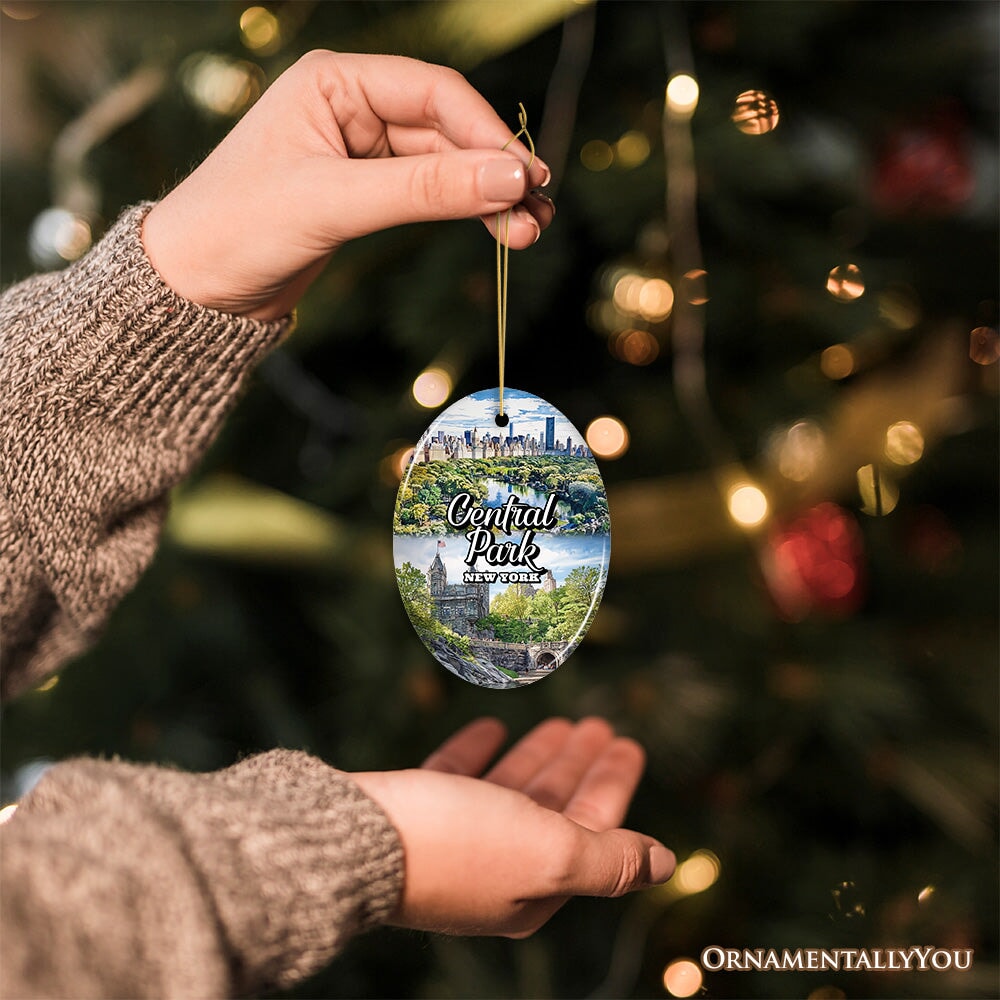 Serene Central Park New York Landmarks Ornament, American Urban Oasis Heritage Gift and Travel Souvenir Ceramic Ornament OrnamentallyYou 