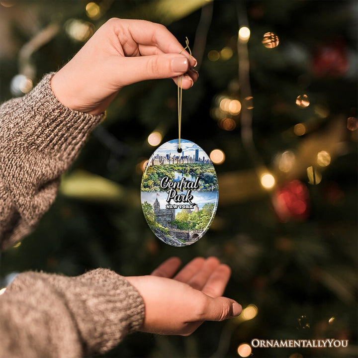 Serene Central Park New York Landmarks Ornament, American Urban Oasis Heritage Gift and Travel Souvenir Ceramic Ornament OrnamentallyYou 