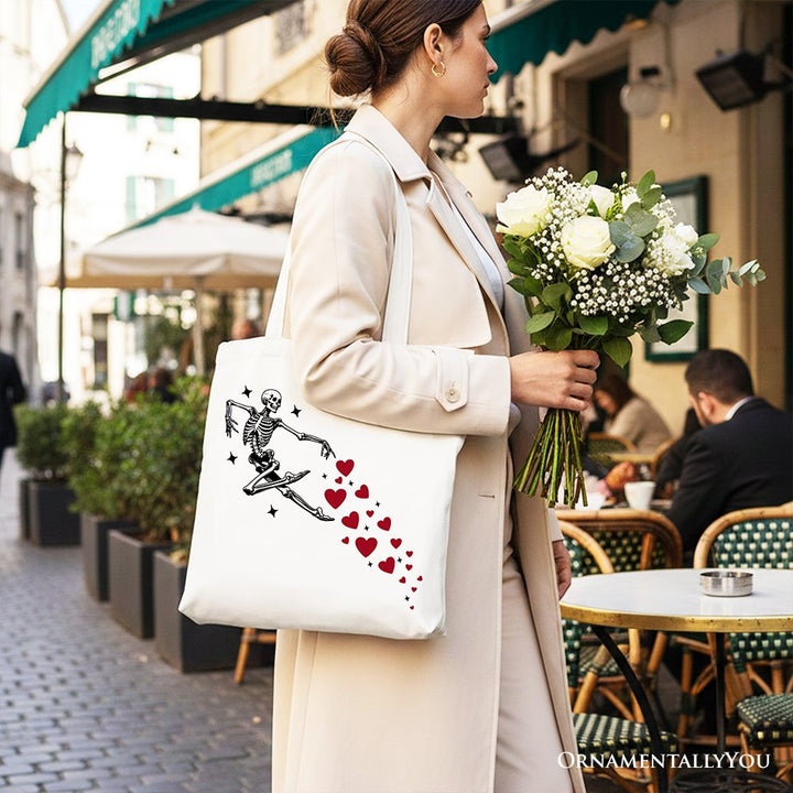 Skeleton Hearts Valentine Tote Bag, Playful Funny Gift Shopper Tote Bag OrnamentallyYou 
