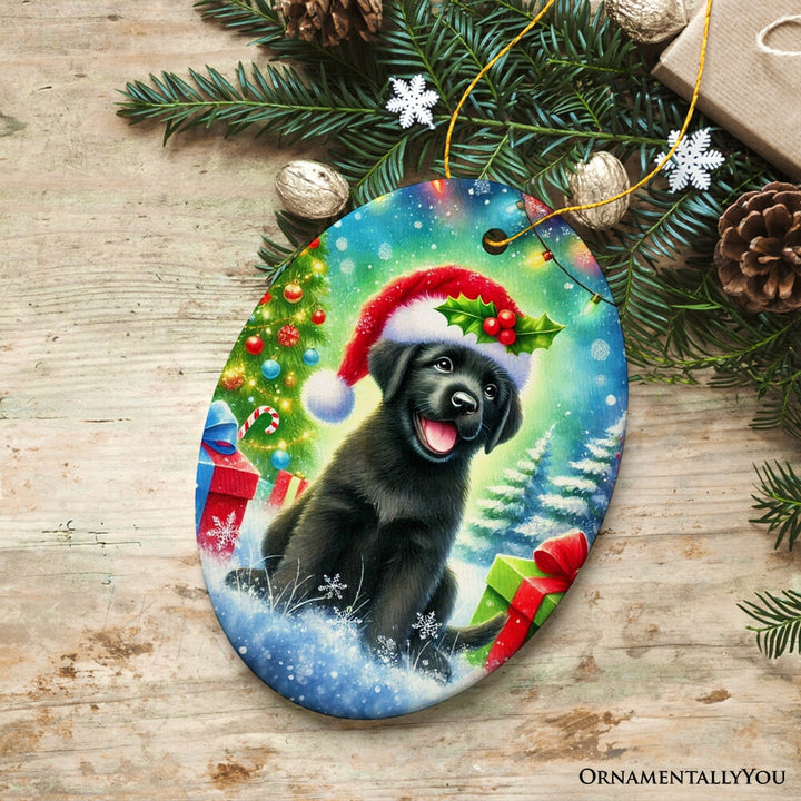 Sparkling Yuletide Black Labrador Retriever Ornament, Joyful Christmas Gift Ceramic Ornament OrnamentallyYou 
