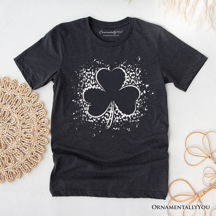 Splatter Shamrock Silhouette St Patrick’s Day T-Shirt, Retro Lucky Clover Tee T-Shirts OrnamentallyYou Dark Gray XS 