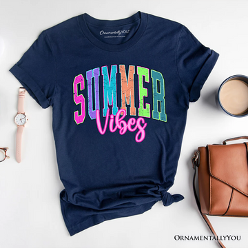 Summer Vibes Neon Varsity T-Shirt, Retro Beach Tee