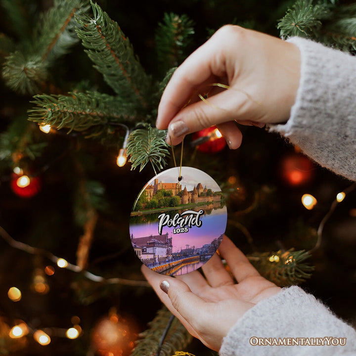 Vibrant Poland Cultural Heritage Ornament, Eastern European Landmarks Christmas Gift and Warsaw Souvenir Ceramic Ornament OrnamentallyYou 