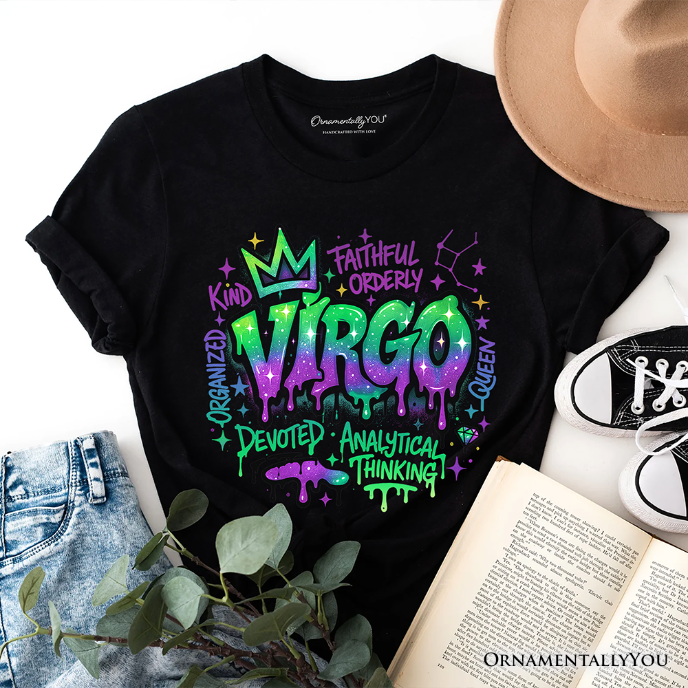 Virgo Graffiti Zodiac T-Shirt, Street Style Astrology Horoscope Tee
