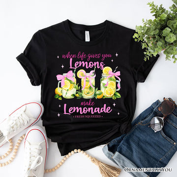 When Life Gives You Lemons Make Lemonade T-Shirt, Coquette White, Natural and Black Summer Girl Tee T-Shirts OrnamentallyYou Black XS 
