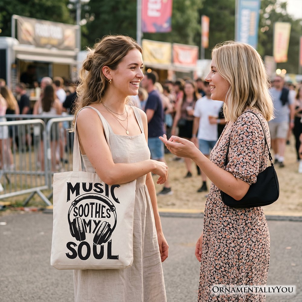 Music Soothes My Soul Tote Bag, Festival Concert Gift Shopper Tote Bag OrnamentallyYou 