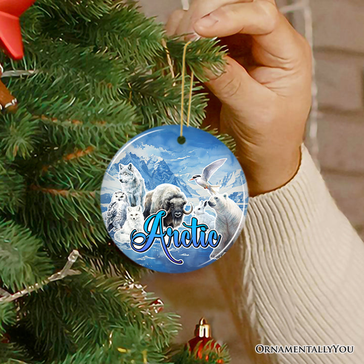 Majestic North and South Polar Wildlife Christmas Ornament, Arctic and Antarctic Nature Keepsake