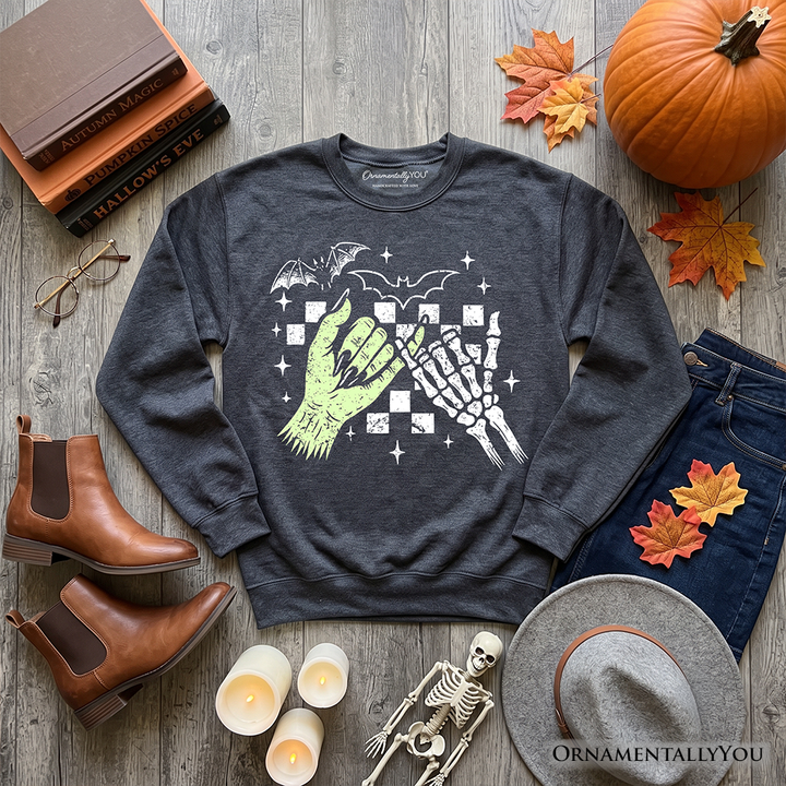 Monster Skeleton Pinky Promise Sweatshirt, Funny Spooky Halloween Sweater