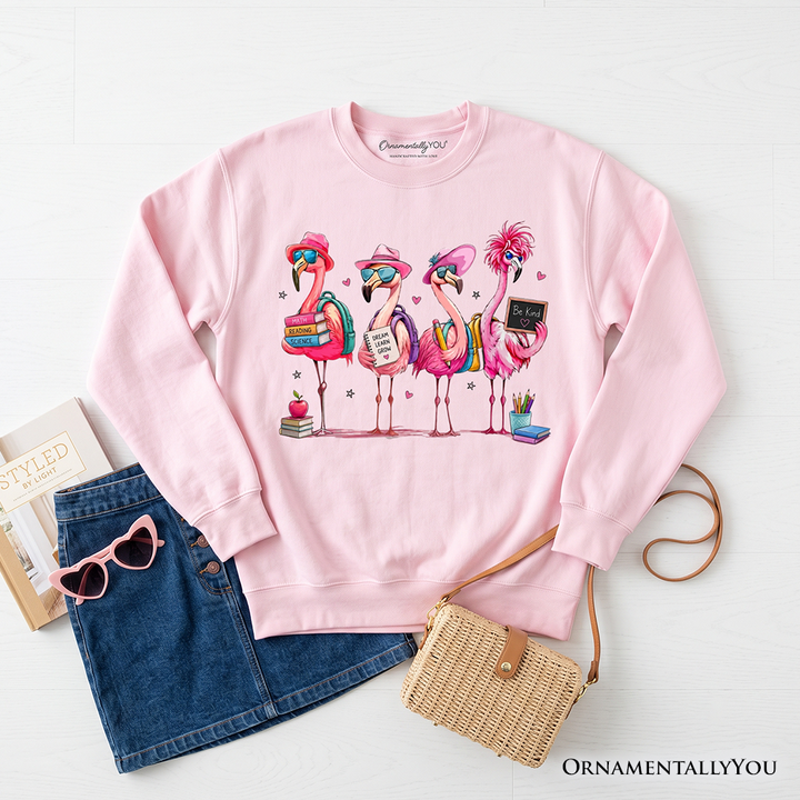 Flamingo Back to School Sweatshirt, Cute Sweater With Tropical Birds