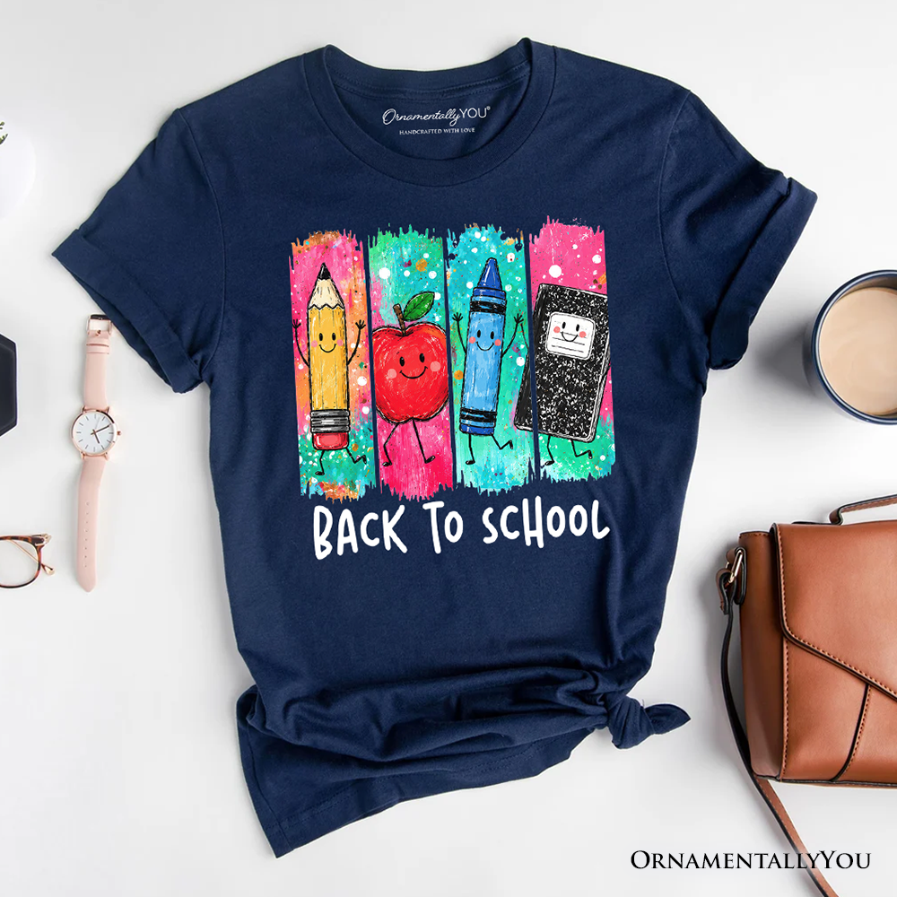Brushstroke Back to School T-Shirt, Apple Pencil Notebook Tee for Teachers