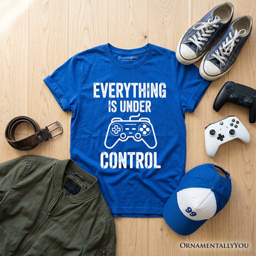 Kids Everything Is Under Control Gamer T-Shirt, Funny Youth Video Game Controller Tee Kid's T-Shirts OrnamentallyYou Royal XS 