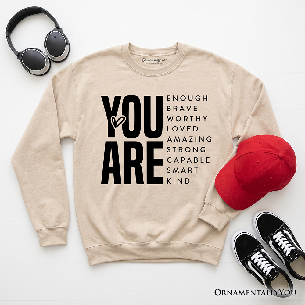 Inspirational Words Sweatshirt, Minimalist White Sweater for Encouraging and Loving Significant Others