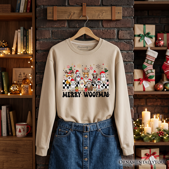 Merry Woofmas Dog Mama Sweatshirt, Dogs With Santa Hats Christmas Sweater