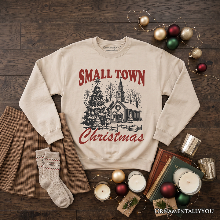 Small Town Christmas Vintage Sweatshirt, Rustic Winter Church Sweater