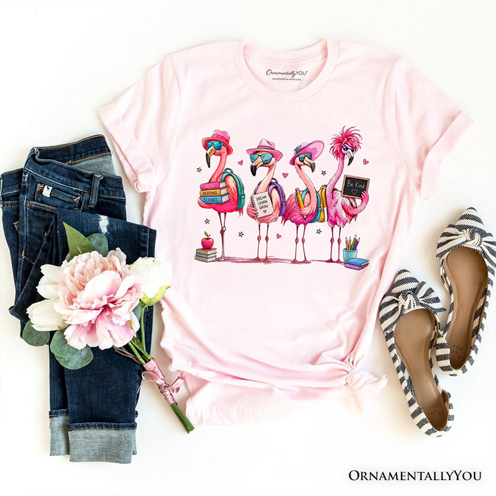 Flamingo Back to School T-Shirt, Cute Tee With Tropical Birds