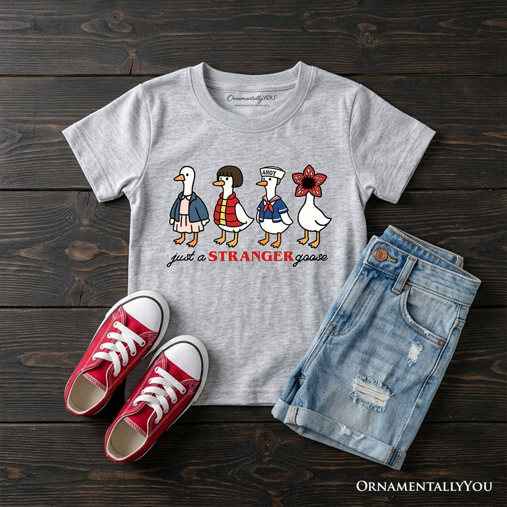 Kids Just a Stranger Goose T-Shirt, Funny Retro Youth Tee Kid's T-Shirts OrnamentallyYou Sport Gray XS 