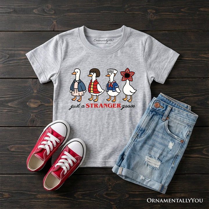 Kids Just a Stranger Goose T-Shirt, Funny Retro Youth Tee Kid's T-Shirts OrnamentallyYou Sport Gray XS 