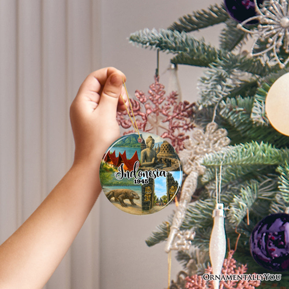 Picturesque Indonesia Landmarks Christmas Ornament, Indonesian Travel Souvenir and Tree Decor