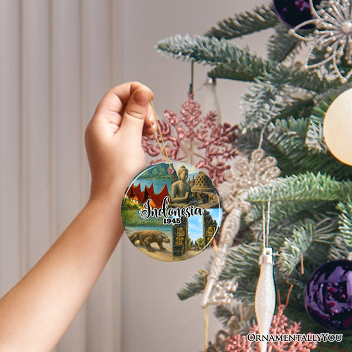 Picturesque Indonesia Landmarks Christmas Ornament, Indonesian Travel Souvenir and Tree Decor
