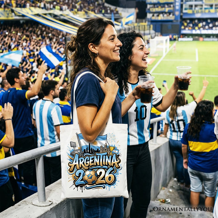Argentina 2026 Soccer Cup Global Championship Tote Bag, Fans Football Gift Shopper Tote Bag OrnamentallyYou 