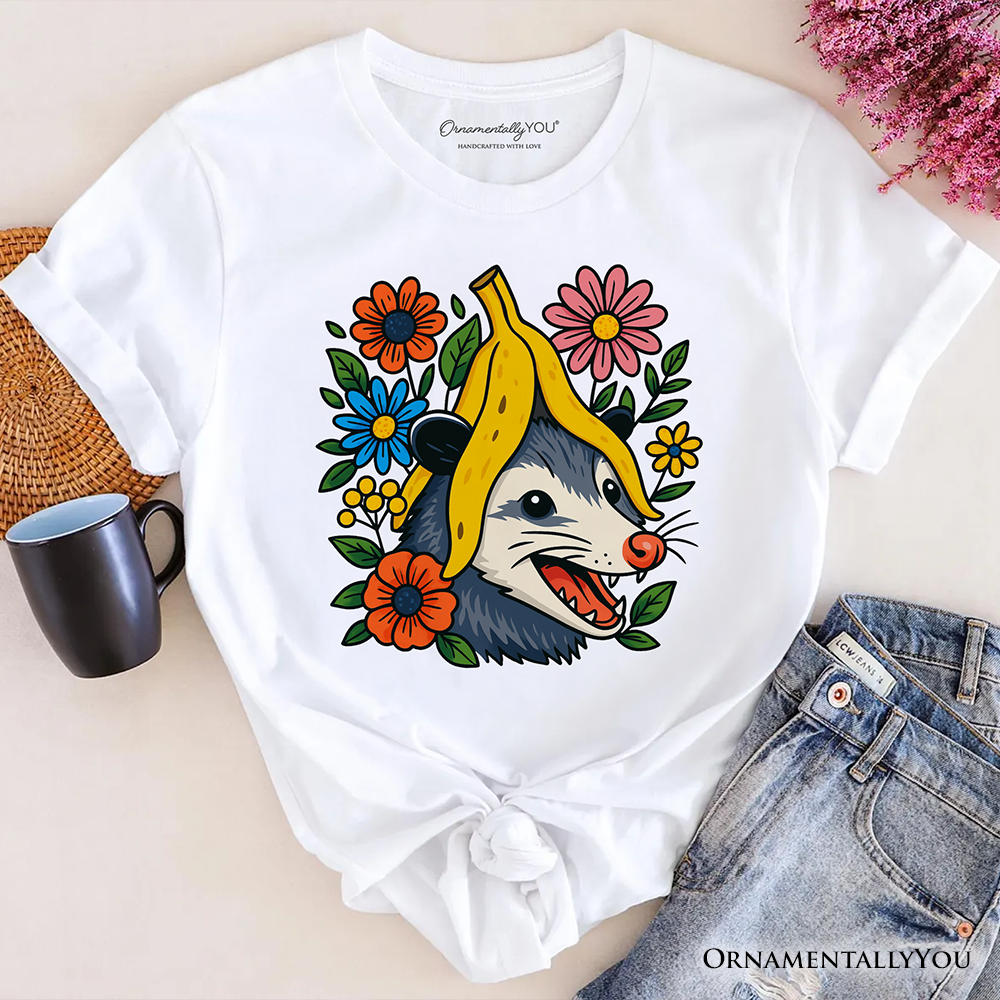 Banana Possum Floral T-Shirt, Funny Animal Tee