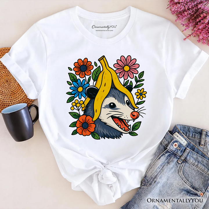 Banana Possum Floral T-Shirt, Funny Animal Tee