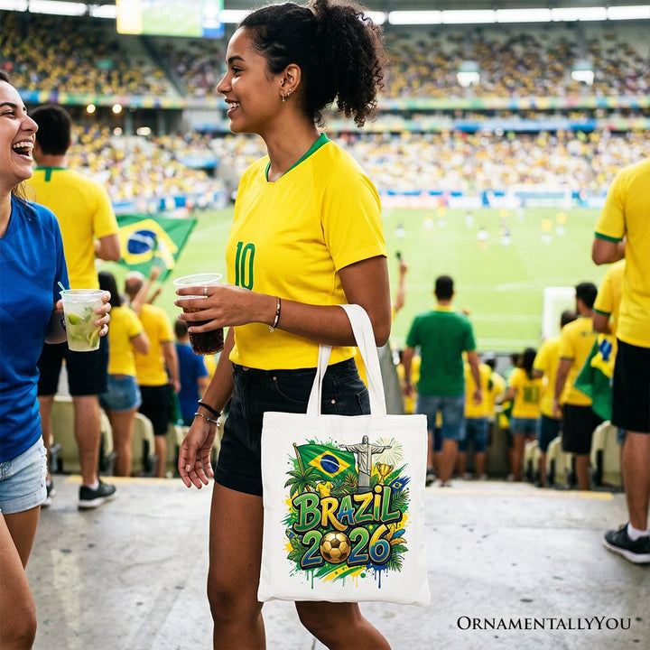 Brazil 2026 Soccer Cup Global Championship Tote Bag, Fans Football Gift Shopper Tote Bag OrnamentallyYou 