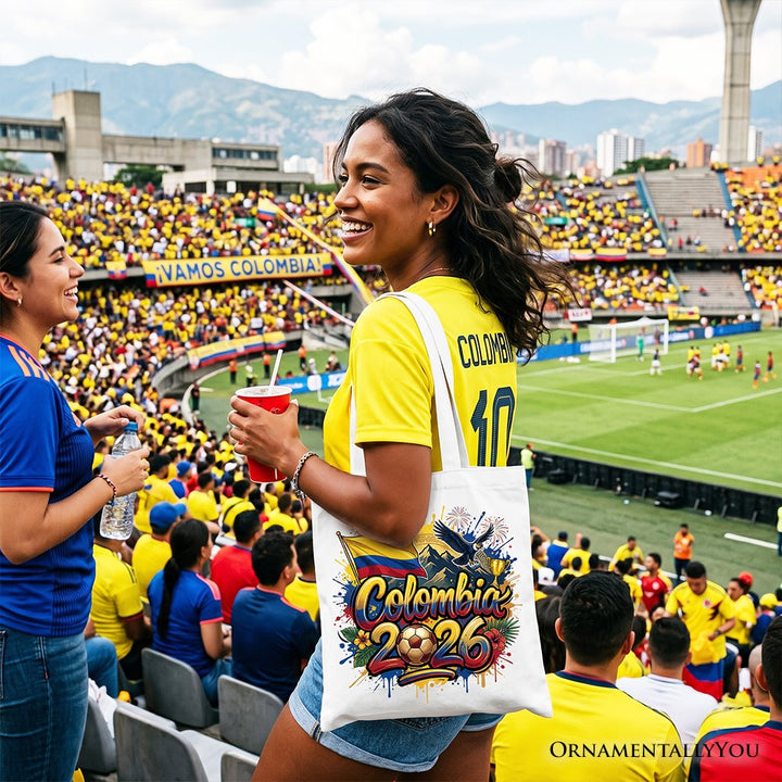Colombia 2026 Soccer Cup Global Championship Tote Bag, Fans Football Gift Shopper Tote Bag OrnamentallyYou 