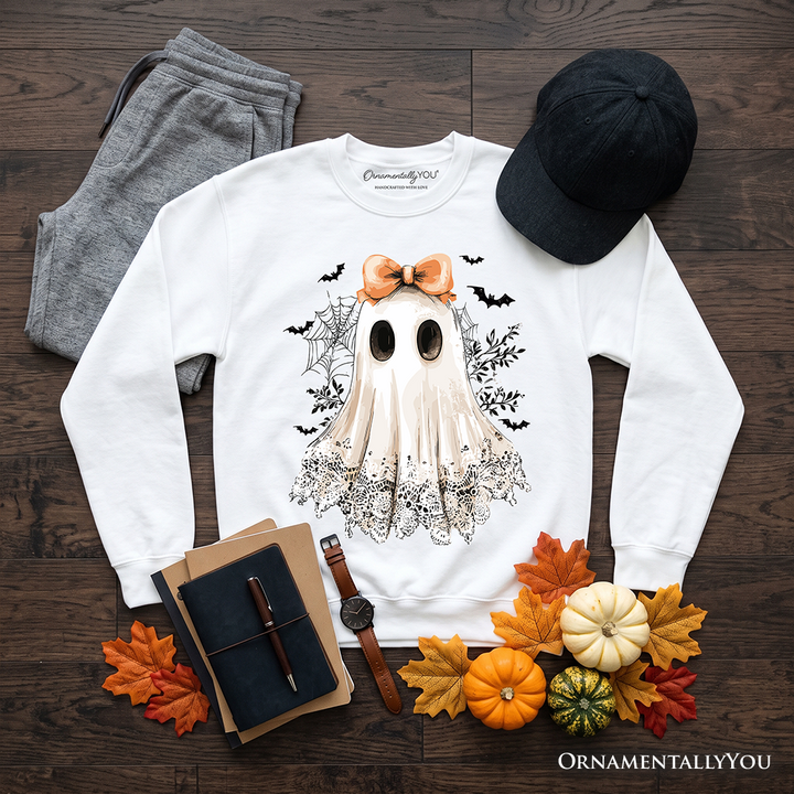Coquette Ghost Sweatshirt, Cute Halloween Sweater for Girly Ghouls