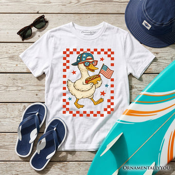 Kids 4th of July Patriotic Duck T-Shirt, Funny Youth Independence Day Tee Kid's T-Shirts OrnamentallyYou White XS 