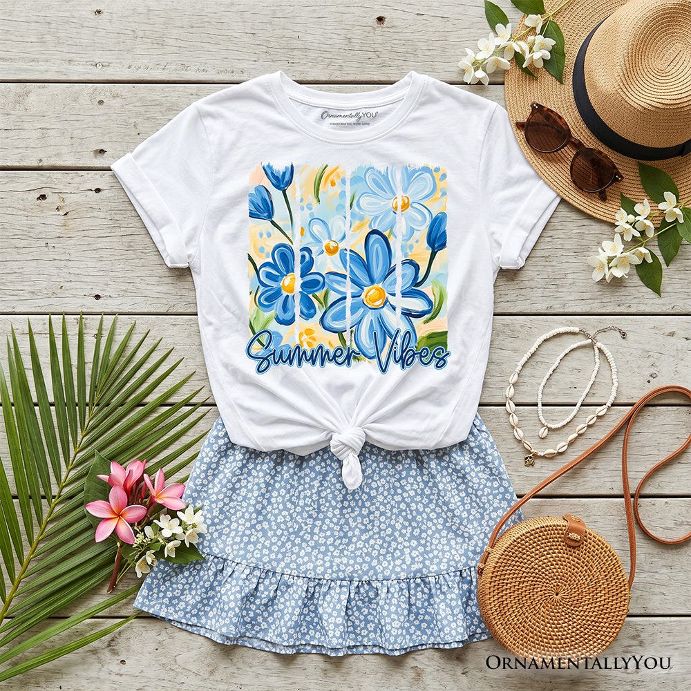 Kids Summer Vibes Brushstroke Flowers T-Shirt, Youth Aesthetic Tee Kid's T-Shirts OrnamentallyYou White XS 