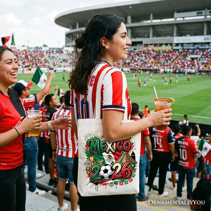 Mexico 2026 Soccer Cup Global Championship Tote Bag, Fans Football Gift Shopper Tote Bag OrnamentallyYou 