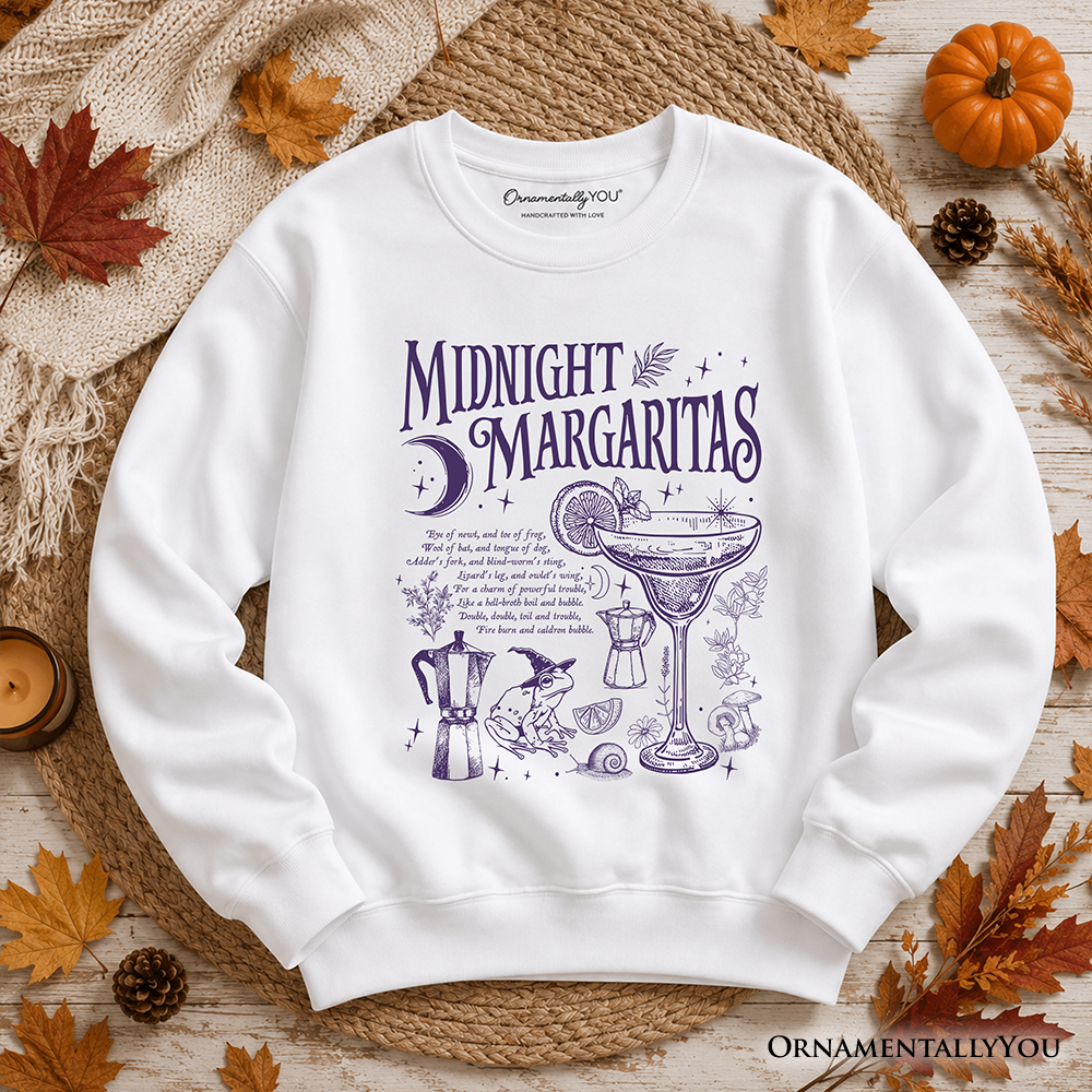 Midnight Margaritas Halloween Sweatshirt, Whimsical Sweater for Drinking Witches