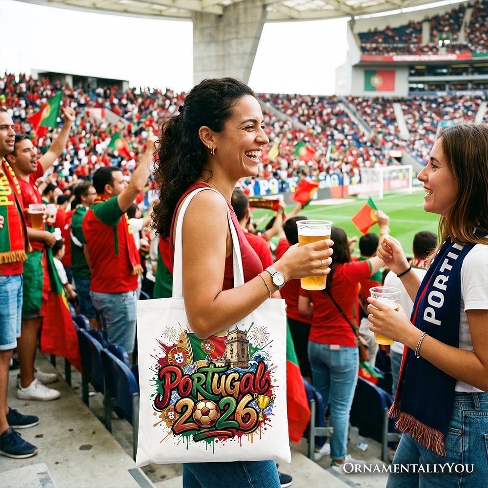 Portugal 2026 Soccer Cup Global Championship Tote Bag, Fans Football Gift Shopper Tote Bag OrnamentallyYou 