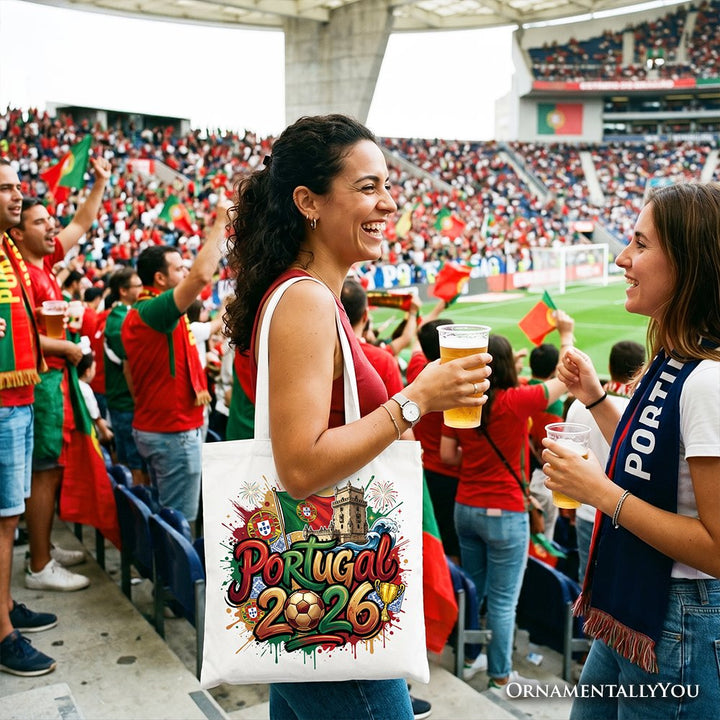 Portugal 2026 Soccer Cup Global Championship Tote Bag, Fans Football Gift Shopper Tote Bag OrnamentallyYou 