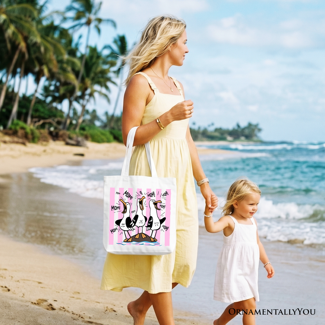 Seagull Mom Coquette Tote Bag, Funny Beach Gift Shopper for Mothers