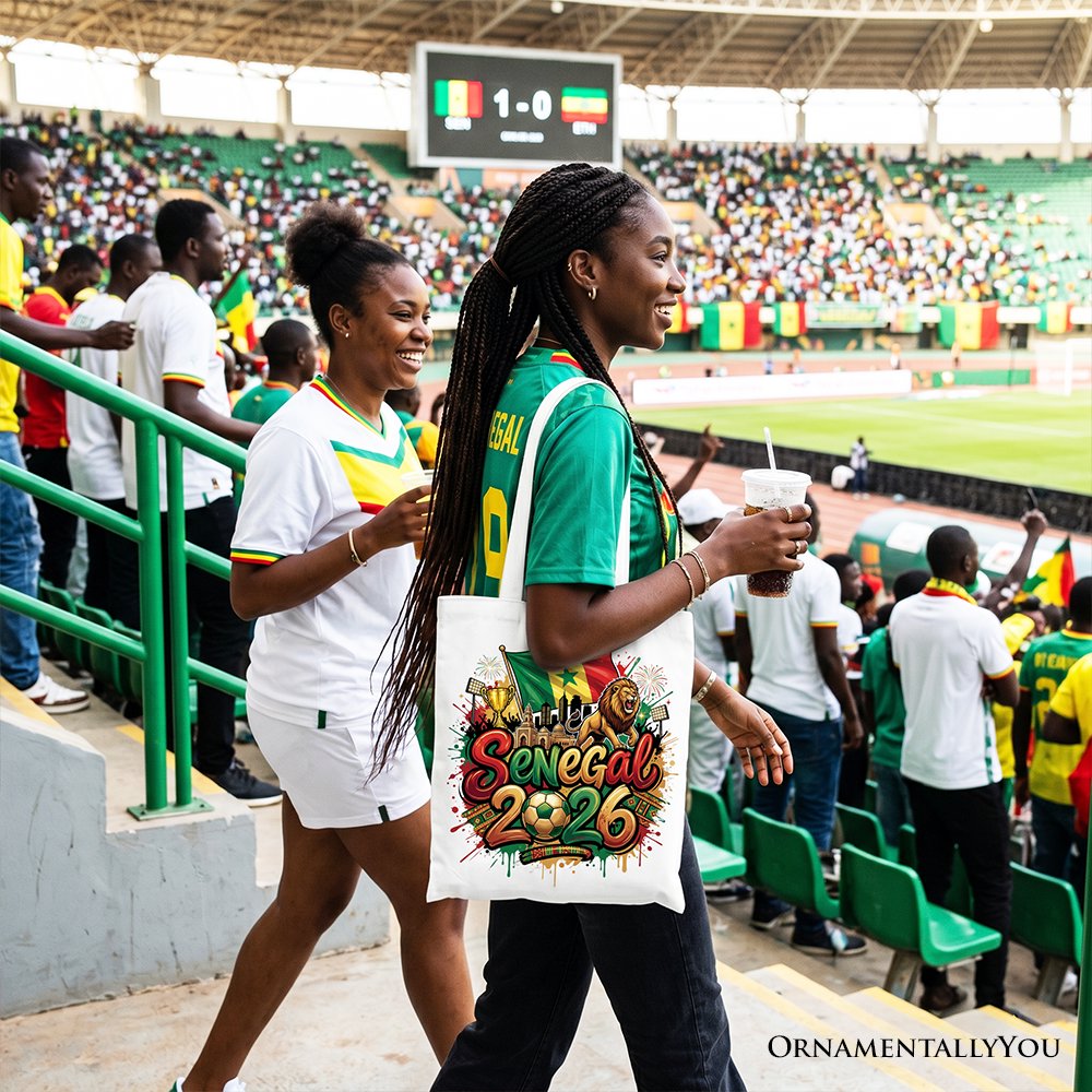 Senegal 2026 Soccer Cup Global Championship Tote Bag, Fans Football Gift Shopper Tote Bag OrnamentallyYou 