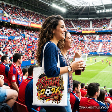 Spain 2026 Soccer Cup Global Championship Tote Bag, Fans Football Gift Shopper Tote Bag OrnamentallyYou 