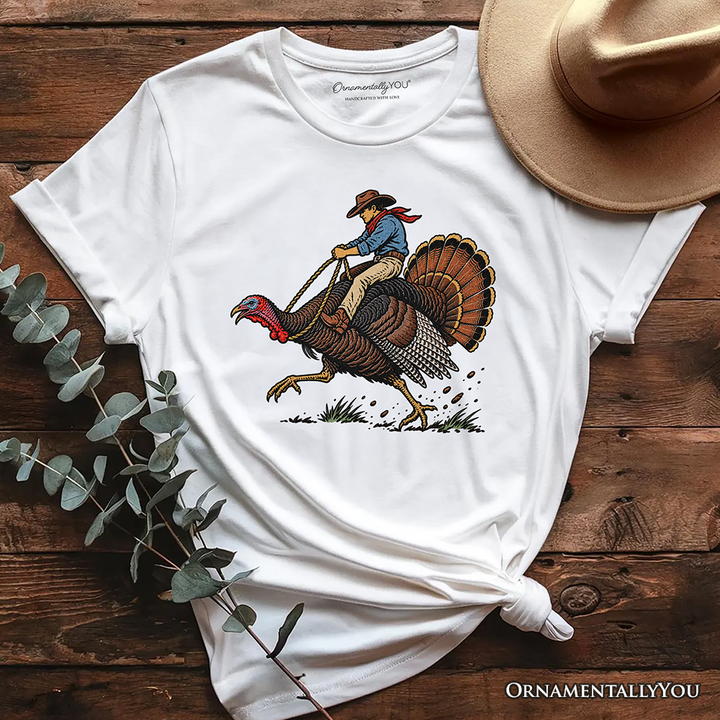 Turkey Rodeo Cowboy Thanksgiving T-Shirt, Funny Western Fall Tee