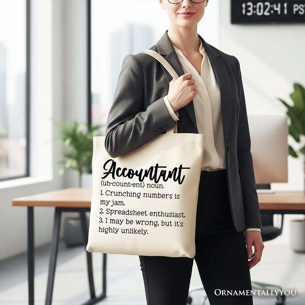 Accountant Definition Canvas Tote Bag, Finance Office Employee Gift Shopper Tote Bag OrnamentallyYou 