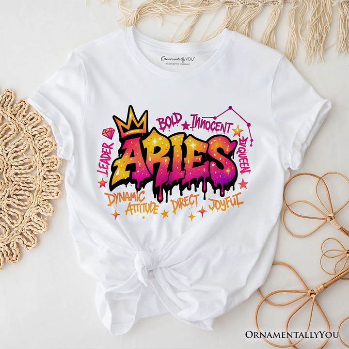 Aries Graffiti Zodiac T-Shirt, Street Style Astrology Horoscope Tee