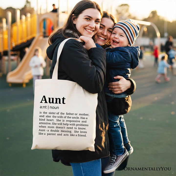 Aunt Definition Canvas Tote Bag, Funny Family Gift Shopper Tote Bag OrnamentallyYou 