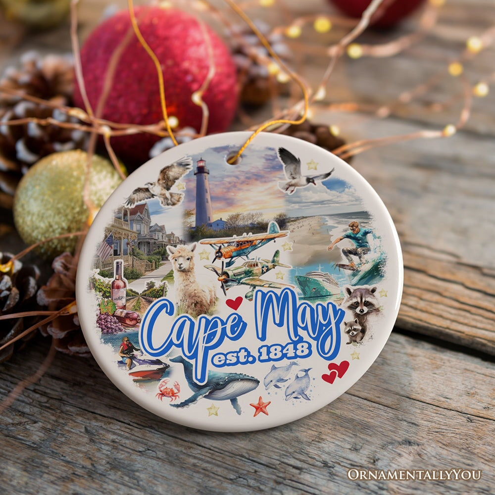 Cape May Coastal Charm Ornament, American Seaside Retreat Christmas Gift and New Jersey Souvenir Ceramic Ornament OrnamentallyYou 